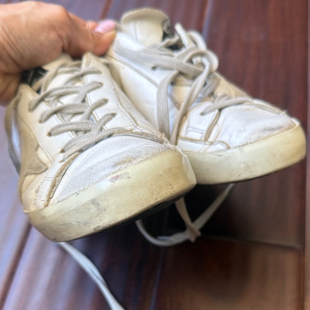 Golden Goose White and Maroon Sneakers - Picture 9 of 12